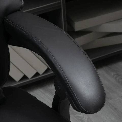 Rootz Massage Office Chair - Office Chair - Massage Function - Faux Leather - Adjustable Backrest - Including Footrest - Height Adjustable - Black - 65L x 73W x 115-123H cm