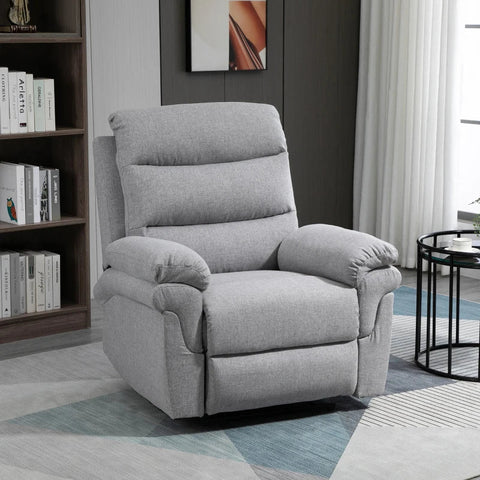 Rootz Recliner - Recliner With Reclining Function - Single Sofa - TV Recliner - Adjustable - Living Room - Bedroom - Linen Touch - Light Grey - 91 x 92 x 102 cm