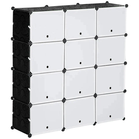 Rootz Shoe Cabinet - Wooden Mallet - Black Clamp - Plastic + Steel - Black + White - 125 x 32 x 125 cm