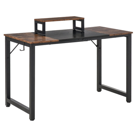 Rootz Computer Desk - Computer Table - Study Table - Industrial Style Desk - Home - Office - Brown/Black - 120 cm x 60 cm x 73.5 cm