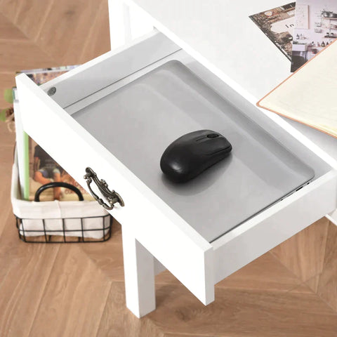 Rootz Desk - Desk With Removable Shelf - Study Table - Console Table - Computer Desk -  Writing Desk With 4 Drawers - Home - Office - White