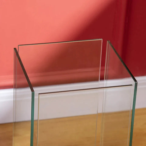 Rootz Ethanol Fireplace - Freestanding - Stainless Steel + Tempered Glass - Silver - 25 x 25 x 60cm