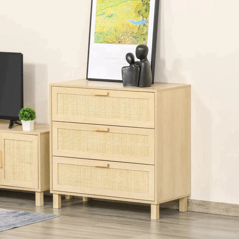 Rootz Drawer Cabinet - Side Cabinet - Cabinet - Sideboard Base Cabinet - 3 Drawers Chest - Living Room Drawer Cabinet - 80 x 40 x 80 cm