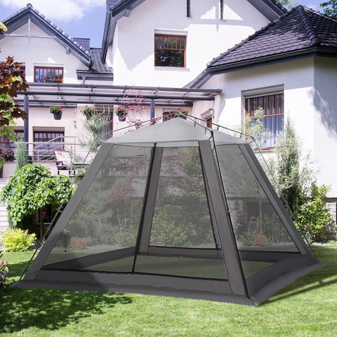 Rootz Mesh Tent - Mesh Tent - 6-8 Persoons Mesh Tent - Tent - Polyester/Gaas/Staal - Grijs/Zwart - 3 x 3 x 2 m