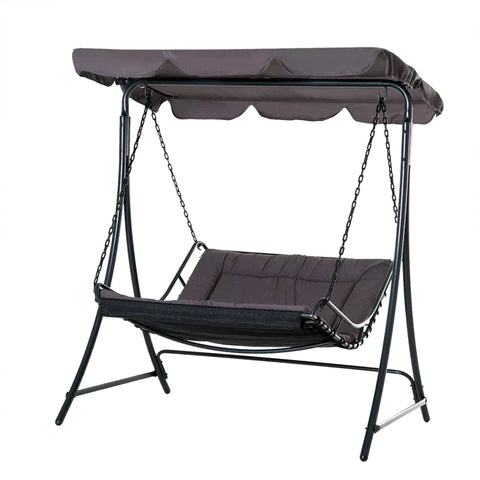 Rootz Swing Chair - Hammock Swing Chair - Swing Lounger - Garden Lounger - Lounger With Roof - Steel - Grey - 164 X 116 X 176cm