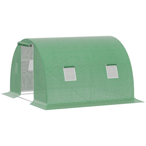 Rootz Greenhouse - Polykas - Inloop Poly Tunnel - Met 4 Ramen - Vorstbeveiliging - Donkergroen - 3L x 3B x 2H m
