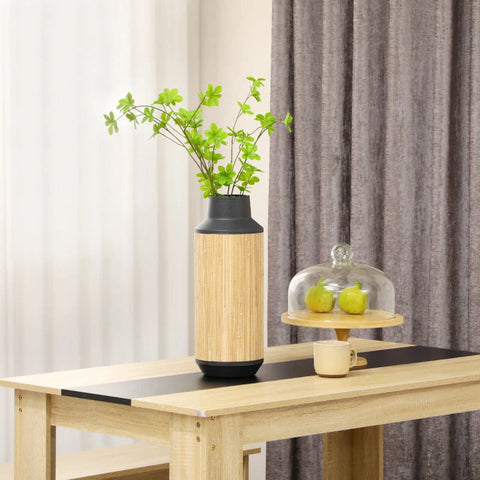 Rootz Flower Vase - Dried and Artificial Flowers Pampas - Grass Decor - Non-Slip Base - Black - 16 x 16 x 42 cm