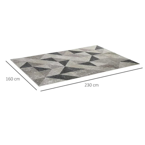 Rootz Carpet - Rug - Rug Pad - With Geometric Shapes - Fleece Coating - Dark Gray/Light Gray - 230 cm x160 cm x 0.6 cm