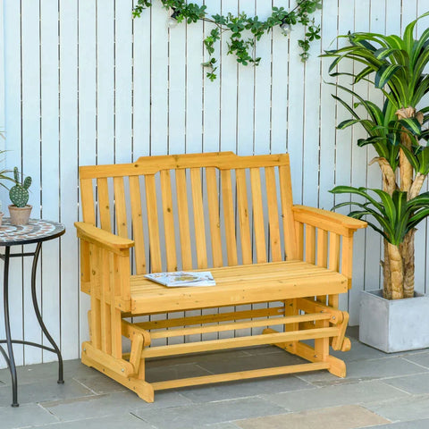 Rootz 2-seater Rocking Chair With Armrests - Swing Bench - Garden Chair - Rocking Chair - Solid Wood - Natural - 124 x 76 x 95 cm