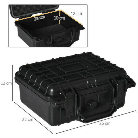Rootz Tool Cases - Outdoor Protection Box - 2 Wielen - 2 Handgrepen - Waterdichte Kostbaarheden Case - Met Luchtventiel - Zwart - 26cm x 22cm x 12cm