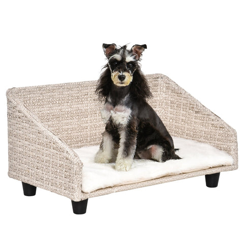 Rootz Pet Bed - Pet Sofa - Dog Bed - With Cushion - Cat Bed - Dog Sofa - Gray/White - 70.5 X 40 X 37.5 Cm