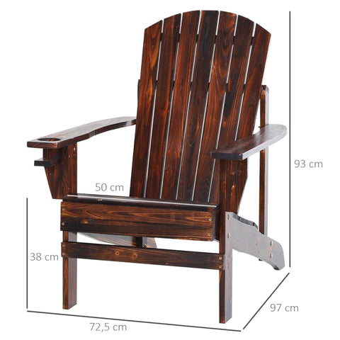 Rootz Tuinstoel - Adirondack Chair - Ligstoel - Balkonstoel - Hout - 72,5 x 97 x 93 cm