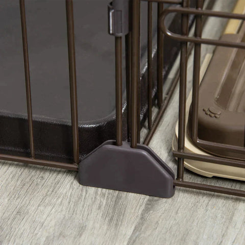 Rootz Hondenkooi - Hondenbench - Met Toiletbak - Huisdierkooi Binnen - 2 Deurs - Voor Kleine Honden - Staal - Koffie - 111 x 54 x 61 cm