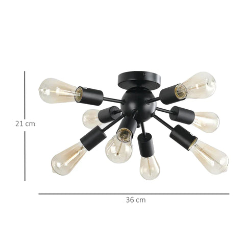 Rootz Ceiling Lamp - Wall Lamp - Glass Office Lamp - Led Ceiling Lighting - Bathroom - Kitchen - Balcony - Black - 36 x 36 x 21 cm