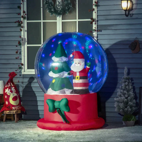 Rootz Opblaasbare Kerstdecoratie - Opblaasbare Kerstman - Kerstboom In Kristallen Bol - Blauw - 110 cm x 110 cm x 150 cm
