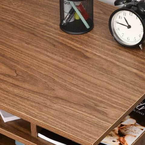 Rootz Computer Desk - Computer Table - Computer Desk With Open Shelves And Drawers - Brown - 107x 48x 76.2 cm