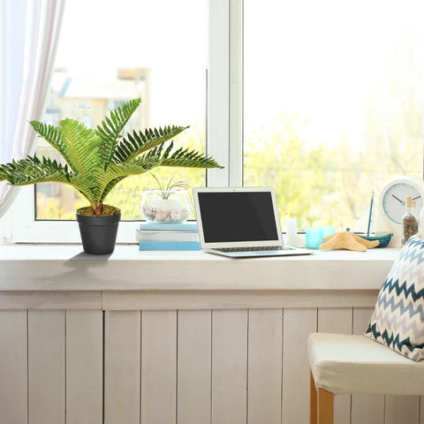 Rootz Kunstplanten - Tropische Kunstpalmplant - Kunstmatige Replica - Groen + Zwart - 50cm