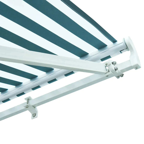 Rootz-Markise – Gelenkarm-Markise – Manuell einziehbare Markise – Sonnenschutz – Balkon – Grün/Weiß – 2,95 x 2,5 m