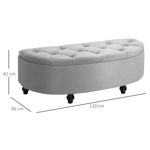 Rootz Bench - Stool - Chest Of Drawers - Storage Box - Footstool With Storage Space - Velvet-touch Rubber Wood - Grey - 120 x 46 x 42 cm