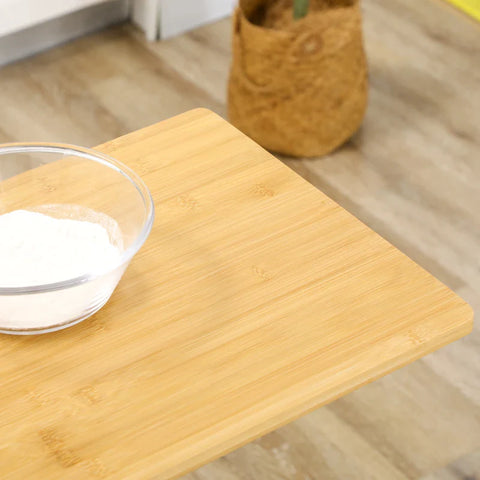 Rootz Kitchen Trolley - 4 Storage Baskets - Extendable Table Top - 4 Wheels - Bamboo - Vegetable Horde - Stainless Steel - Natural - 101L x 37W x 89.8H cm