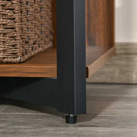 Rootz Bookcase - 4-Layer Design Living Room Shelving Unit - Standing Shelving Unit - Toy Rack with Anti-Tip Devic - Melamine Surface - Black+Walnut - 90x39x160cm