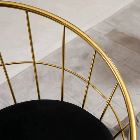 Rootz Bar Stool - Kitchen Stool With Backrest - Plastic Pins For Kitchen - Dining - Gold/Black - 52.5 x 47 x 97 cm