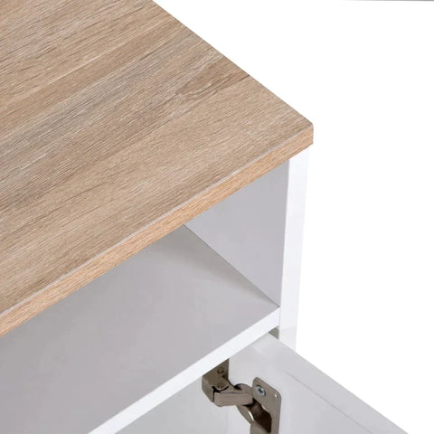 Rootz TV Bench - TV Stand - Modern Design - 3 Shelves And 2 Cabinets - Natural - 105 cm x 40 cm x 52 cm