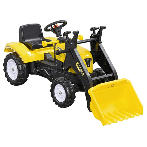 Rootz Children's Wheel Loader - Movable Shovel - Horn - Pedal Drive - Plastic - From 3 Years - Metal Frame - Black+Yellow - 114 x 41 x 52 cm