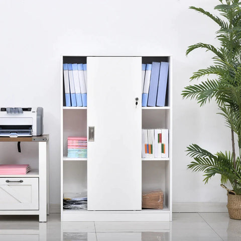 Rootz Archiefkast - Kantoorkast - Kantoorkast Met Deuren - Grote Kantoorcontainer - Opbergkast - E1 Spaanplaat - Wit - 80 x 40 x 120 cm