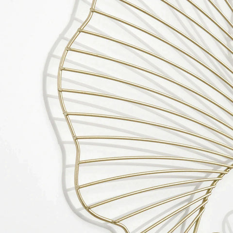 Rootz 3d Mural Modern Wall Decoration - Metal Wall Decor - Ginkgo Leaves - Gold - 51W x 3.5D x 94.5H cm