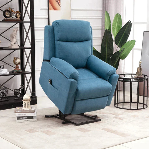 Rootz Armchair - Electric Armchair - Stand-up Chair - Linen Polyester - Metal - Foam - Blue - 83 cm x 89 cm x 102 cm
