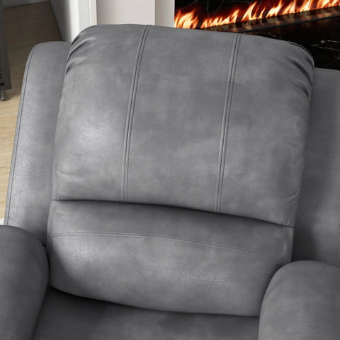 Rootz Ontspanningsstoel - Voetensteun - Ligfunctie - Inclusief bekerhouder - Woonkamer - Tv-stoel - Microvezeldoek - Grijs - 87L x 95W x102H cm