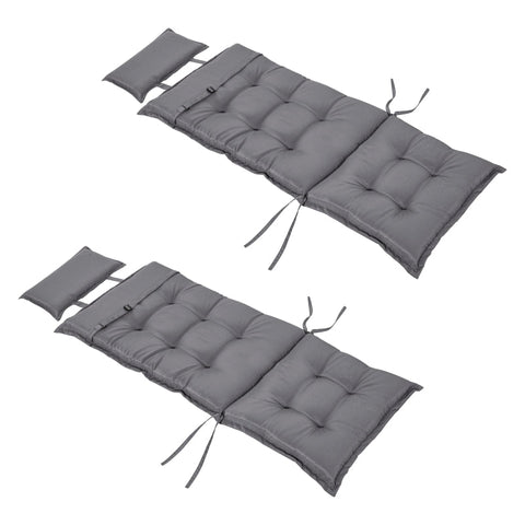 Rootz 2 Pcs. Garden Chair Cushion Seat - Chair Pad - Pad For Garden Chair - Seat Cushion With Backrest - Indoor And Outdoor Use - Dark Grey - 120 x 50 x 9 cm