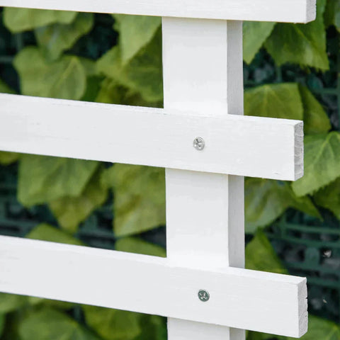 Rootz plantenbak - verhoogd bed - bloembak - plantenbak met latwerk - 4 wielen - natuurlijk hout - weerbestendige afwerking - wit - 76 x 30 x 155 cm