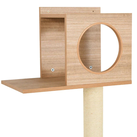 Rootz Wall Scratching Tree - Cat Tree - Climbing Tree for Cats - Multi-Level with Ladder Pilaster - Yellow - 156 cm