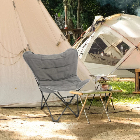 Rootz Campingstuhl – Klappbarer Campingstuhl – Klappstuhl – Stahl/Polyester – Hellgrau – 88 x 74 x 84 cm