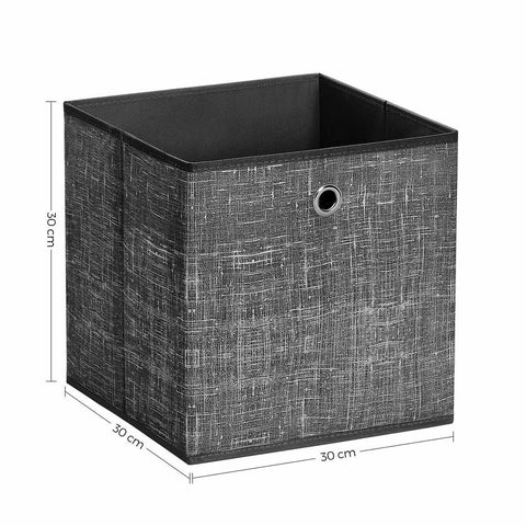 Rootz Storage Box - Set Of 6 Storage Box - Fabric Boxes - Organizer Box - Container Box - Toy Box - Shoe Box - Closet Box - Black - 30 x 30 x 30cm