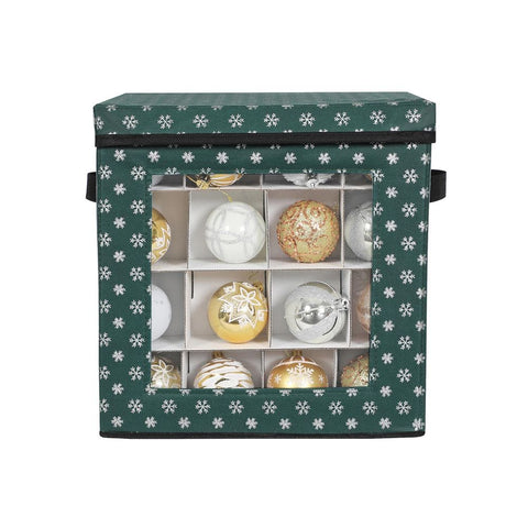 Rootz Set van 3 opbergdozen - voor kerstballen - verstelbare verdelers - kerstbal organizer box - opbergdoos voor kerstballen - karton - vliesstof - groen - 30,5 x 30,5 x 30,5 cm (L x B x H)