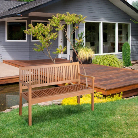 Rootz Garden Bench - 2-Person Garden Bench - Bench -  Wooden Bench - Poplar Wood - Yellow - 126.8 x 62 x 91.3 cm