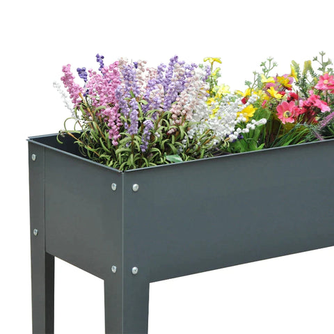 Rootz Flower Box - Raised Bed - Feet Flower Pot - Rattan Raised Bed - Metal