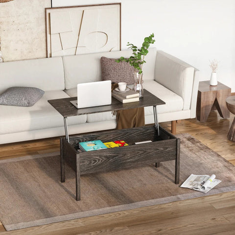 Rootz Coffee Table - Lift-Top Coffee Table with Storage - Wood-Effect - Grey - 98 cm x 48 cm x 45 cm