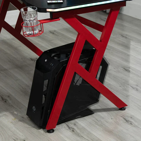 Rootz Gaming Table - Gaming Desk - Computer Desk - Earphone Hook - 7 Color RGB Lights - Black/Red - 120 cm x 60 cm x 74.5 cm