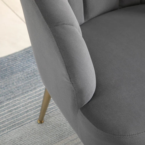 Rootz Dining Room Chair - Living Room Chair - Office Chair - Upholstered Armchair - Relaxation Armchair - Armchair With Golden Legs - Grey/Gold - 70 x 63 x 82 cm