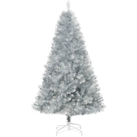 Rootz Kerstboom - Kunstkerstboom - Kerstboom Met 1000 Takpunten - Kerstboomstandaard - Metaal - Zilver + Wit - Ø103 x 180 cm