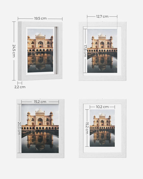 Rootz Bilderrahmen – Schwebende Bilderrahmen – Set mit 12 schwebenden Bilderrahmen – Wandmontierte Rahmen – Galerie-Wandrahmen – Foto-Display-Rahmen – Weiß – 24,5 x 19,5 cm