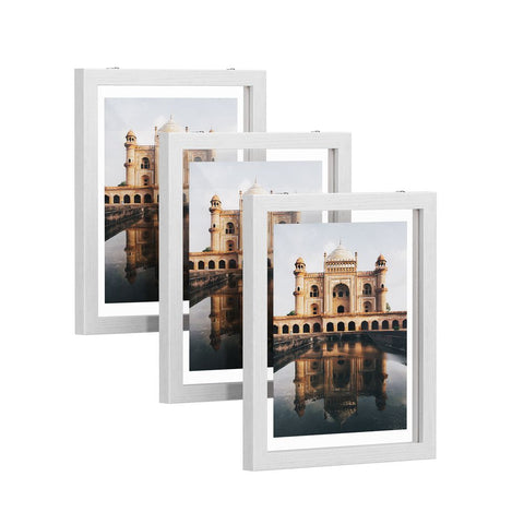 Rootz Picture Frame - Floating Picture Frames - Set Of 9 Floating Picture Frames - Wall-Mounted Frames - White - 32 x 27 cm