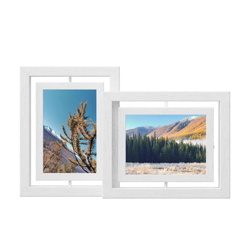 Rootz fotolijst - draaibare fotolijsten - set van 16 draaibare fotolijsten - wandgemonteerde lijsten - galeriewandlijsten - fotolijstjes - wit - 12,7 x 17,8 cm