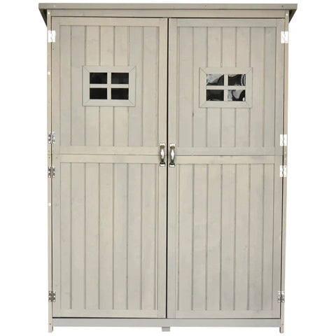 Rootz Tuinhuis - Tuinopslagschuur - Tuinkast - Houten Gereedschapsschuur - Tuinopslagkast - Grijs - 127.5x50x164cm