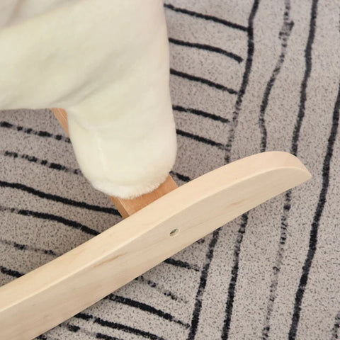 Rootz Children's Rocking Horse - Baby Rocking Animal Horse with Animal - Sounds Toy  -Handles for 18-36 Months - Plush - White + Pink - 70 x 28 x 57 cm