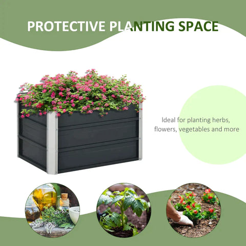 Rootz Tuinbed - Verhoogd Bed - Tuinbed Planter - Bloembak - Bloempot - Donkergrijs - 66 x 47 x 40 cm